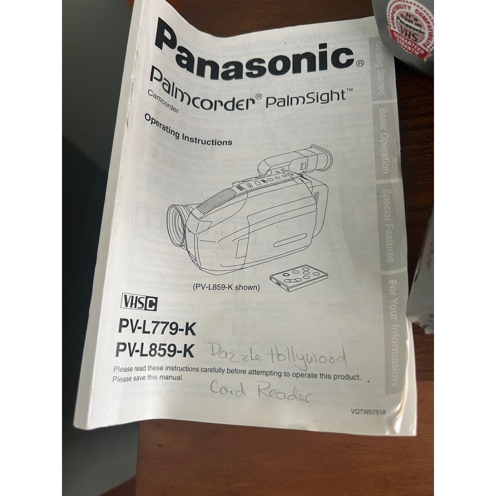 Panasonic Palmcorder PalmSight PV-L779 VHS-C Camcorder Bag Manual NOT TESTED - Picture 7 of 14